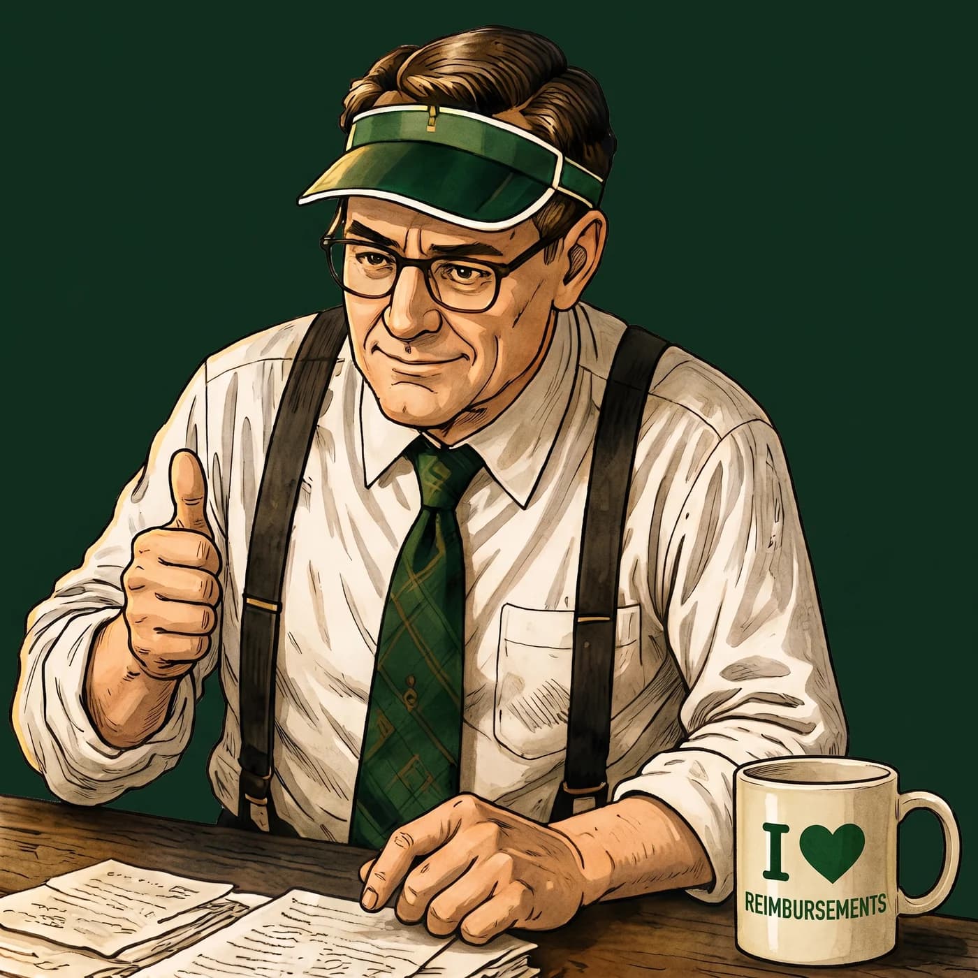 Smiling reimbursement accountant giving a thumbs up